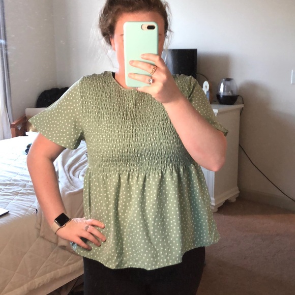URBAN Romantics Tops - ✨SOLD✨ NWT Green Top with White polka dots!